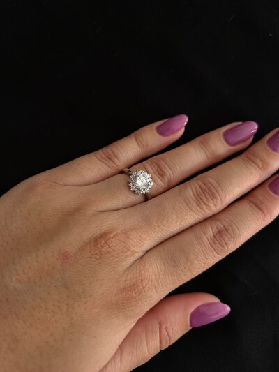 FotoAnel Flor zircônia Prata 925 Ródio