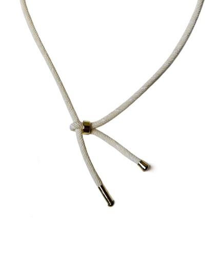 Foto Colar Fio creme Ponteira Prata 925 Ouro 18k