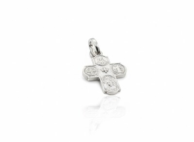 Foto Pingente Cruz com imagens argola abre Prata 925 Ródio