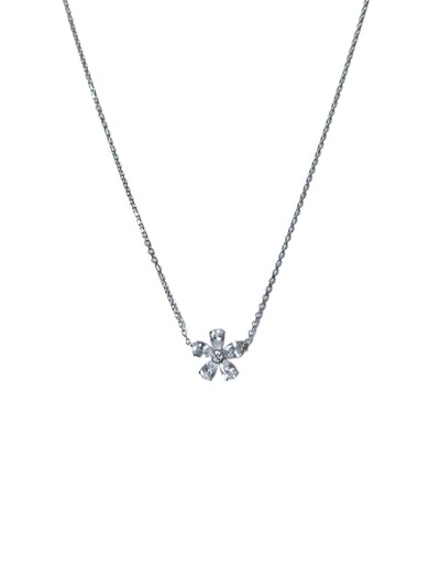 Foto Colar 1 flor zircônia branca Prata 925 Ródio