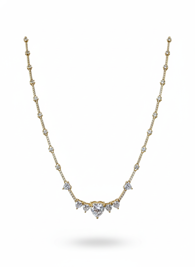 Foto Colar Riviera Coração 50 cm Prata 925 Ouro 18 k