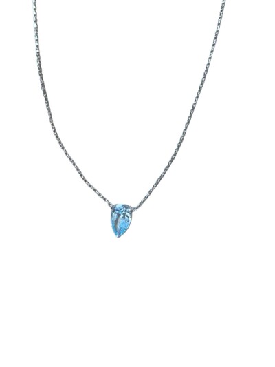 Foto Colar gota topázio azul Prata 925 Ródio