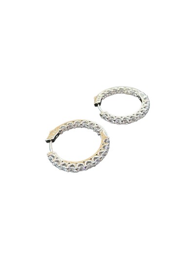 Foto Brinco Argola Zircônia Prata 925 Ródio