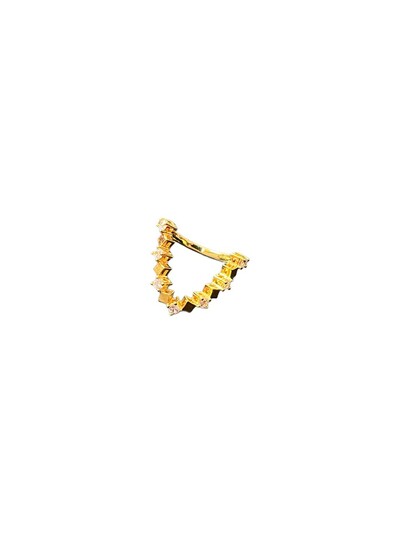 Foto Anel em V zircônia Prata 925 Ouro 18 k