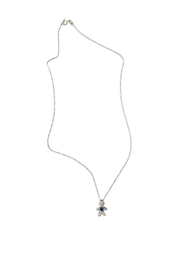 Foto Colar menino Safira Azul Prata 925 Ródio