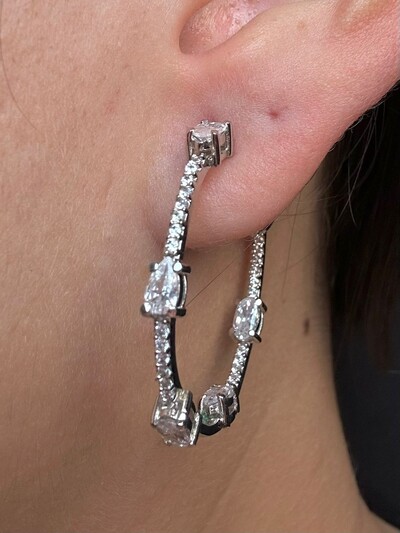 FotoBrinco Argola Zircônia Aberta Prata 925 Ródio