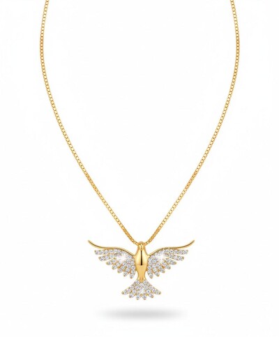 Foto Colar Espírito Santo zircônia P Prata 925 Ouro 18 K