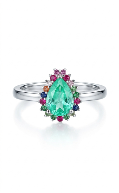 Foto Anel gota Turmalina Fusion Colors Prata 925 Ródio