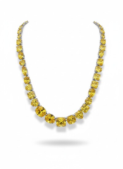 Foto Colar yellow Fancy várias formas Prata 925 Ródio