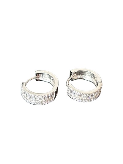 Foto Brinco Argola Baguete Prata 925 Ródio