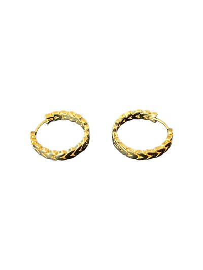 Foto Brinco argola folha liso G Prata 925 Ouro 18 k