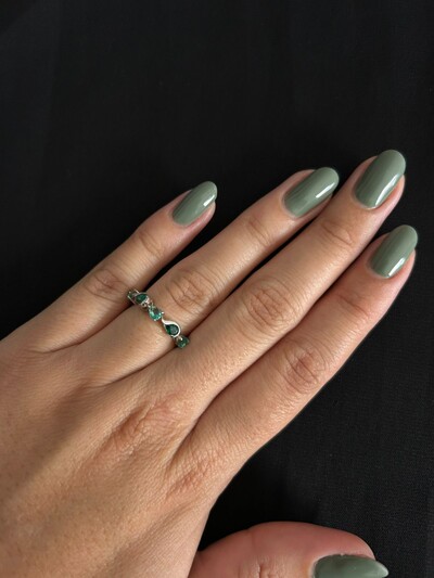 FotoAnel Cristal Verde Ajustável Prata 925 Ródio