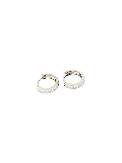 Foto Brinco Argola zircônia fino G Prata 925 Ródio