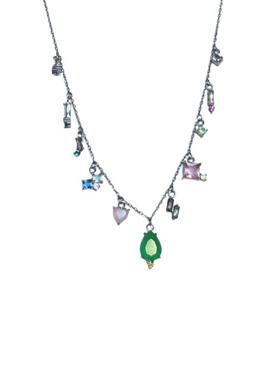 Foto Colar Gota Esmeralda Fusion Colors Prata 925 Ródio