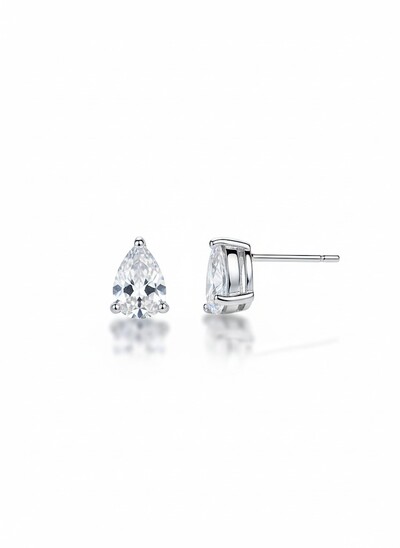 Foto Brinco Gota zircônia 6mm prata 925 Ródio