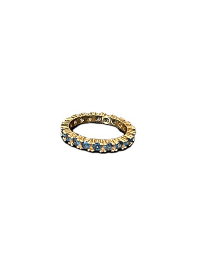 Foto Anel aliança inteira Safira Azul Prata 925 Ouro 18K