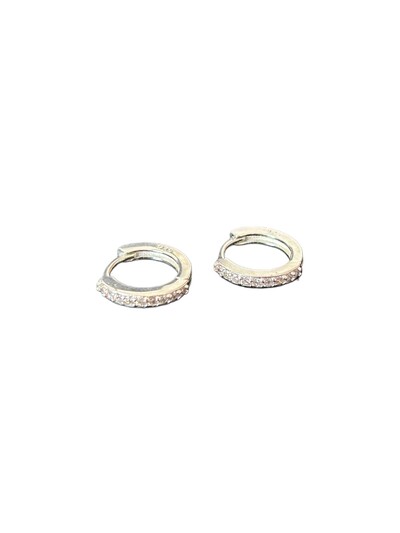 Foto Brinco Argola zircônia M Prata 925 Lisa