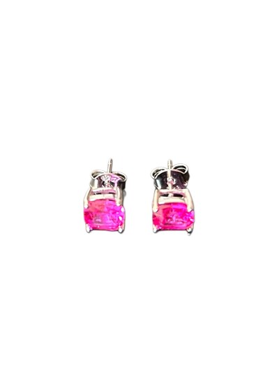Foto Brinco Quadrado P Topázio Rosa Prata 925 Ródio