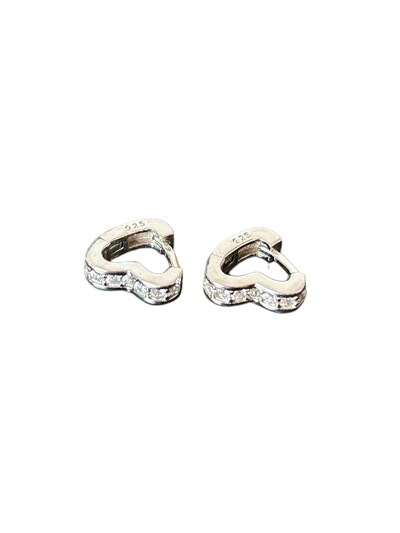 Foto Brinco Argola Coração P Zircônia Prata 925 Ródio