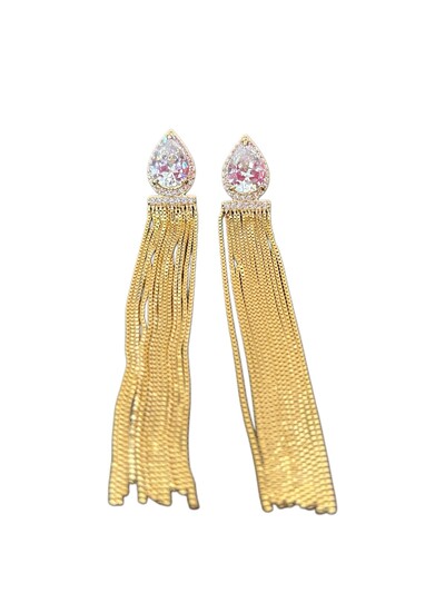 Foto Brinco Franja Gota Zircônia Prata 925 Ouro 18 K
