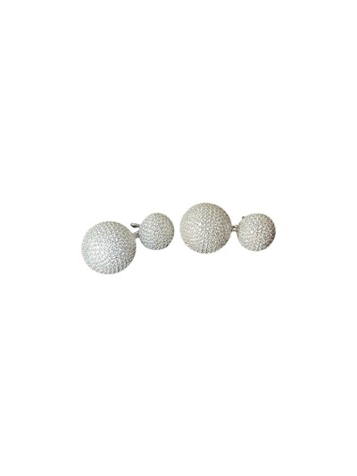 Foto Brinco 2 meia bola micro cravação Prata 925 Ródio
