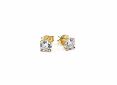 Foto Brinco solitário cartier zircônia 7 mm Prata 925 Ouro 18 k