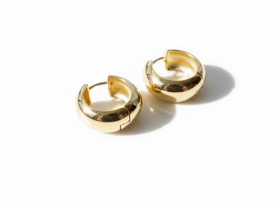 Foto Brinco Argola baulada 18 mm Prata 925 Ouro 18 k