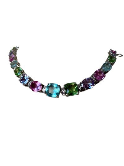 Foto Colar Chocker Versátil Pedras Naturais Colors Prata 925 Ródio