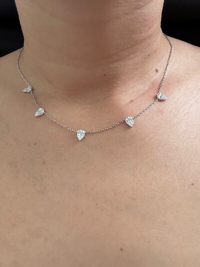 FotoColar 5 gotas zircônia bagueti Prata 925 Ródio