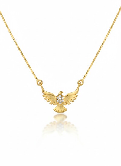 Foto Colar Espírito Santo peito zircônia Prata 925 Ouro 18 k