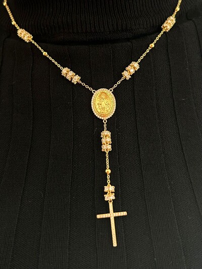 FotoColar terço zircônia Prata 925 Ouro 18 k