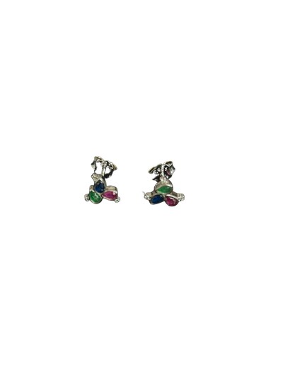 Foto Brinco 3 Pedras Colors Prata 925 Ródio