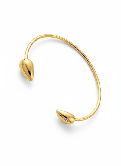 Foto Pulseira bracelete 2 gotas 1 zircônia Prata 925 Ouro 18 k
