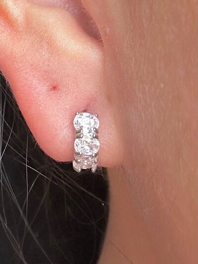 FotoBrinco Argola Zircônia Prata 925 Ródio