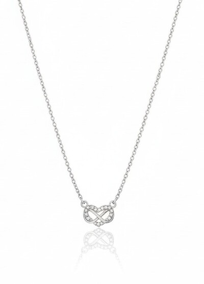 Foto Colar coração cravejado infinito Prata 925 Ródio