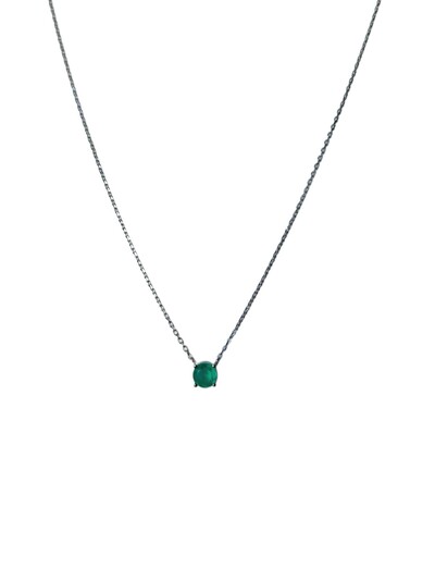 Foto Colar Ponto esmeralda 6 mm Prata 925 Ródio