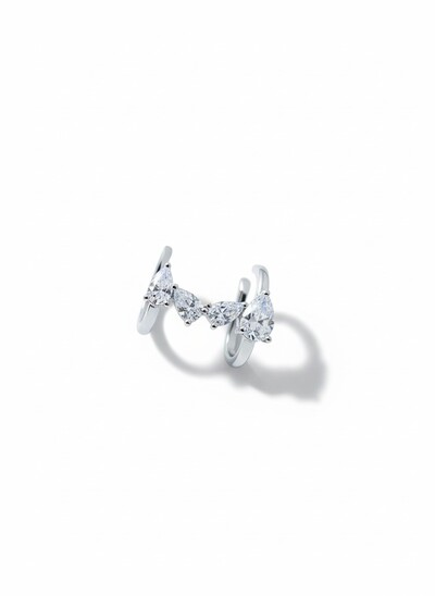 Foto Piercing Fake 4 gotas zircônia 2 garras Prata 925 Ródio