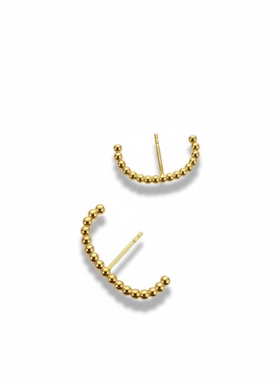 Foto Brinco Ear Hook bolinhas Prata 925 Ouro 18 k