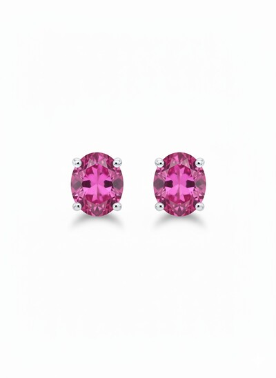 Foto Brinco Oval topázio rosa 10 mm Prata 925 Ródio
