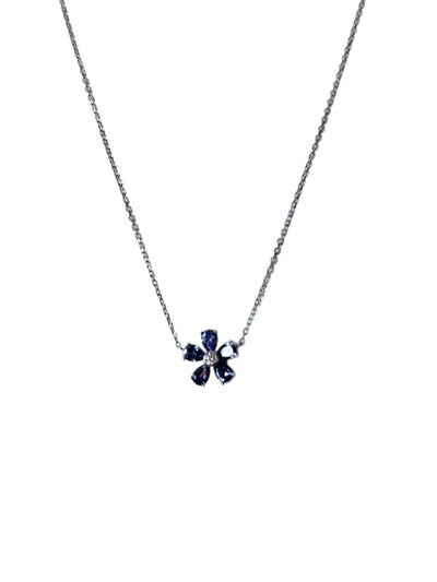 Foto Colar 1 flor zircônia Tanzanita Prata 925 Ródio