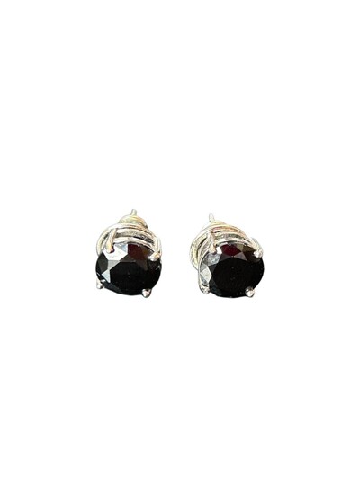 Foto Brinco Zircônia preto Prata 925 Ródio