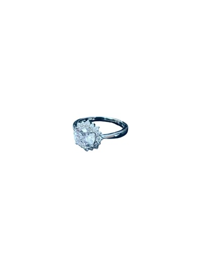 Foto Anel Flor zircônia Prata 925 Ródio