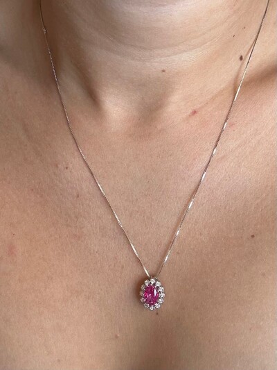 FotoColar topázio rosa Zircônia Prata 925 Ródio