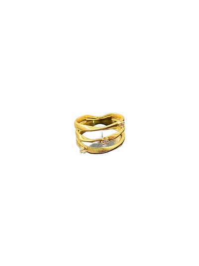 Foto Anel Linha Italiana 3 zircônias Prata 925 Ouro 18 k