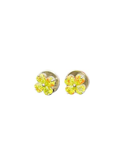 Foto Brinco Flor Zircônia Limão Prata 925 Ródio
