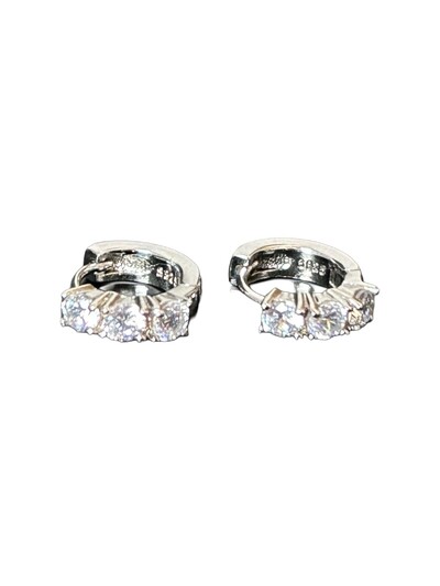 Foto Brinco Argola zircônia PP Prata 925 Ródio