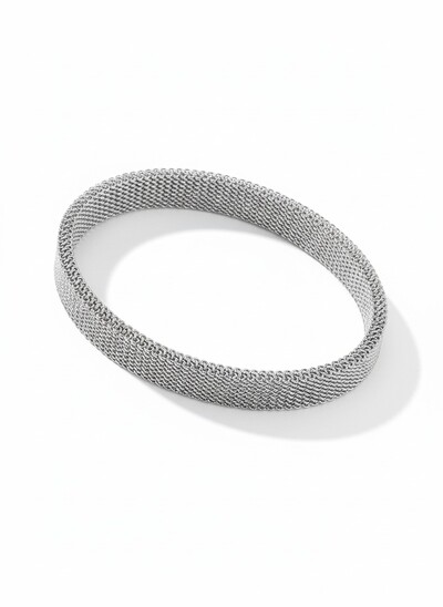 Foto Pulseira malha aço Prata 925 Ródio