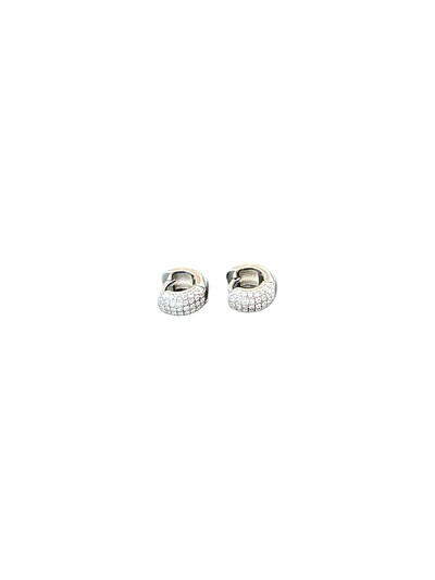Foto Brinco Argola baulado zircônia P Prata 925 Ródio
