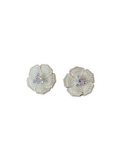 Foto Brinco Flor Zircônia Tanzanita Prata 925 Ródio