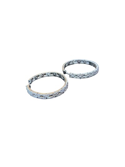 Foto Brinco Argola Zircônia Quadrado G Prata 925 Ródio
